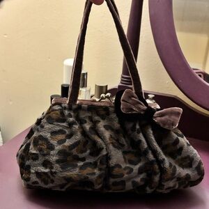 Y2K velvet leopard evening bag